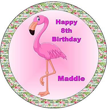 Flamingo Personalised Pre Cut Icing Cake Topper (7.5)
