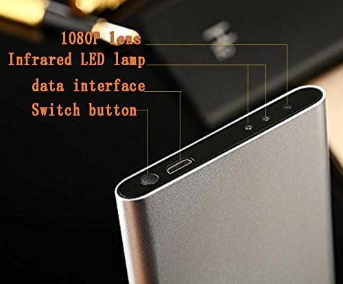 A0CHAN Portable Hidden Spy HD 1080P Spy Camera Large Capacity 5000mah Ultra Thin Mobile Power Bank Night Vision Memory card record Video Camera Camcorder DV(silvery color)