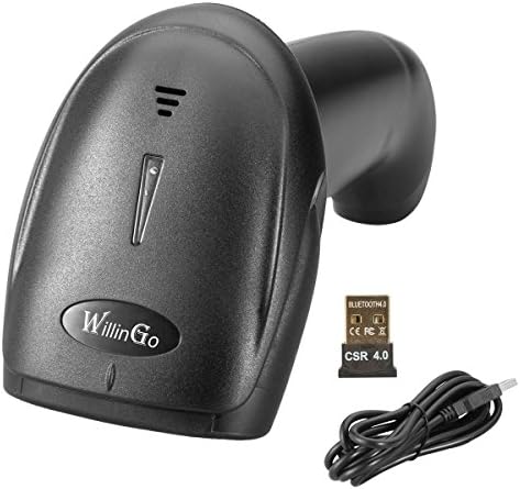 Willingo Bluetooth Wireless Barcode Scanner Supports Windows, Android, iOS, Mac OS and Works with iPad, iPhone, Android Phones, Tablets &amp; Computers # 2609 Black