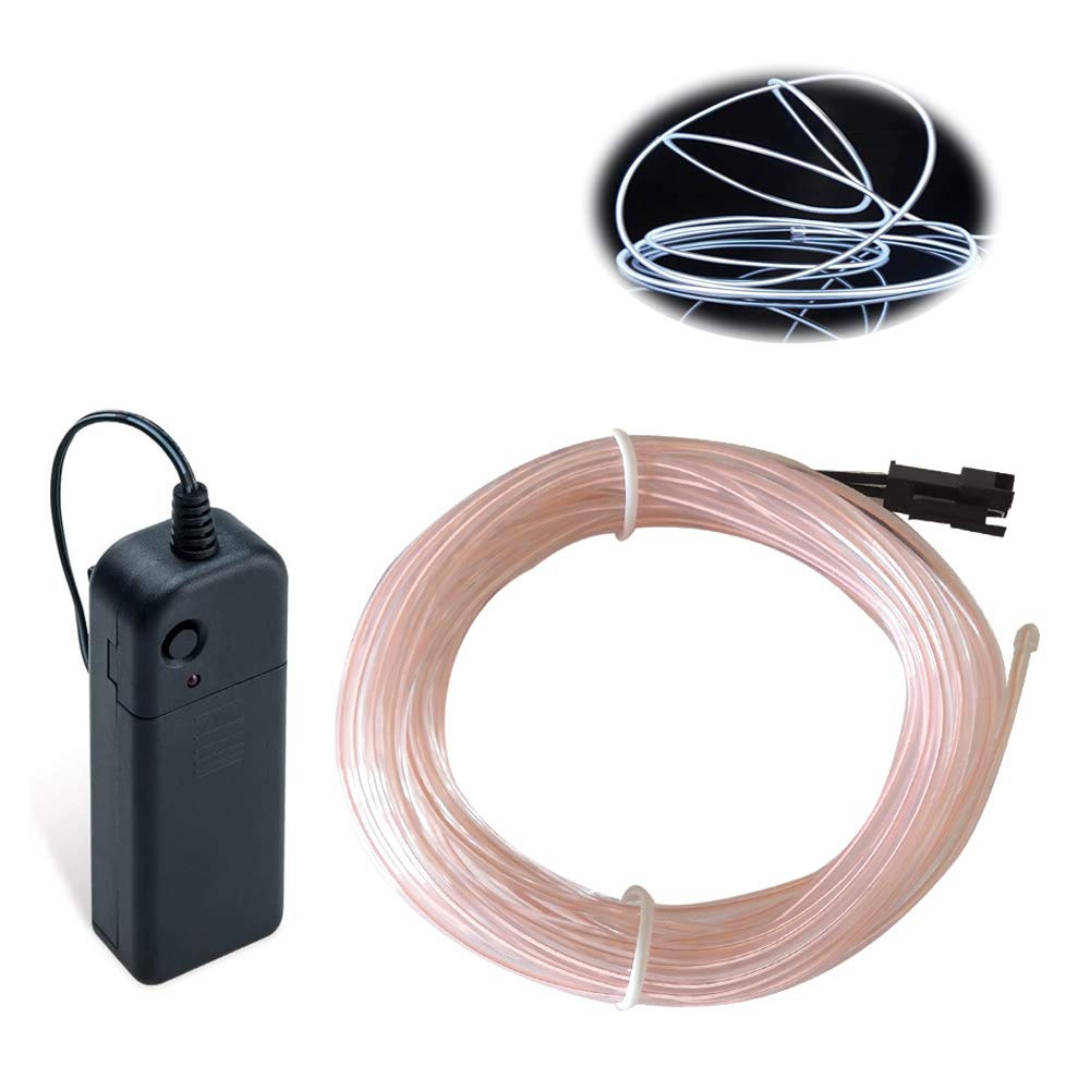 Balabaxer EL Wire White, 9.8ft/3M Neon Lights Noise Reduction Neon Electroluminescent Wire for Halloween, Parties, Blacklight Run,DIY Decoration — image 1
