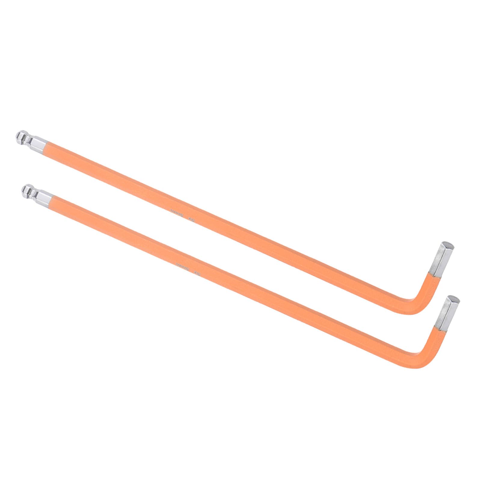 CoCud L-Handle Ball End Hex Key Wrench, 5mm Metric, S2 Steel L-Shape Long Arm Hexagon Head Spanner Orange - (Applications: for Home Repair and Mechanical Maintenance), 2-Pieces