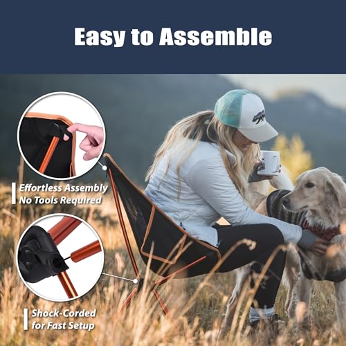 TREKOLOGY YIZI GO Portable Camping Chairs 2Pack - Compact Ultralight Folding Backpacking Chairs, Small Collapsible Foldable Packable Lightweight Backpack Chair in a Bag for Outdoor, Camp, Picnic