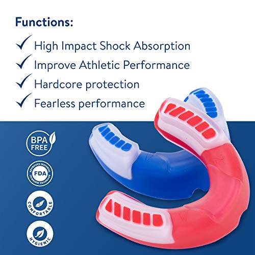 Aroamas Sports Mouth Guard for Adults - Moldable - Gel Max Mouthguard for Football, Lacrosse, Basketball, Boxing, MMA, Martial Arts, and More