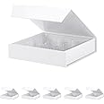 BAKIPACK 6 Truffle Boxes, Chocolates Boxes, White Truffle Gift Boxes Packaging with 9-Piece Plastics Tray, Magnetic Closure Lid 5.7x5.7x1.3 Inches