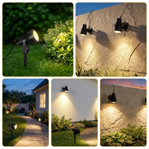 LetGlin 7W 700LM LED Garden Lighting with Power, 3000K Large Super Bright Outdoor Garden Lights, IP65 LED Outdoor Decoration for Wall Terrace Tree Paths, 1 Piece