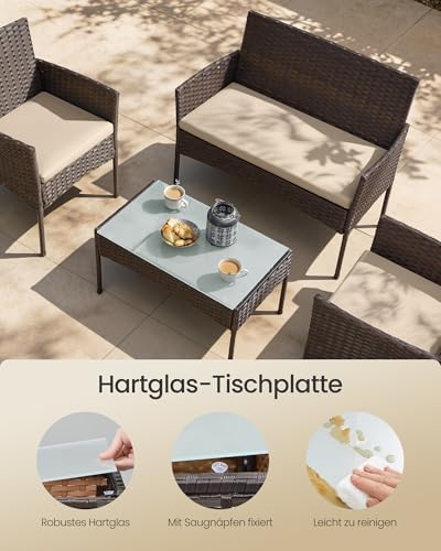Balkonmöbel, Gartenmöbel-Set, aus PE-Polyrattan, Lounge-Set, Terrassenmöbel, Outdoor, für Terrasse, Balkon, Garten, braun-Taupe GGF004K05
