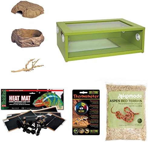 The Pet Express Corn Snake Starter Kit - Green Vivarium (24")