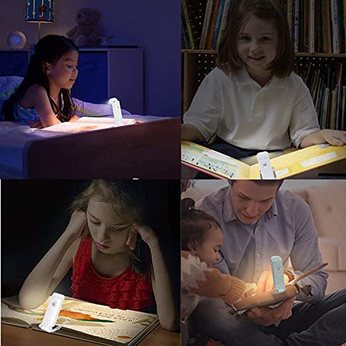 USB Rechargeable Book Light, for Kids Reading in Bed, LED Clip on Book Reading lamp, 3 Colors, 9 Brightness Adjustable Level, for Eye Care at Night, Warm White, Perfect Gift for Bookworms (White)