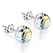 LuckySuen 925 Sterling Silver Crystal Stud Earrings for Women,Aurora Crystals from Swarovski
