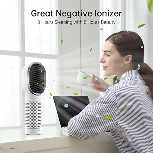 Desktop Air Purifier, QUEENTY Small Room Air Purifier Ionizer with True
