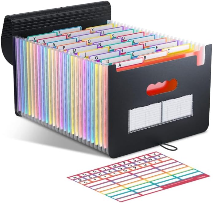 ThinkTex Accordion File Organiser 26 Pockets Monthly Bills Letter A4