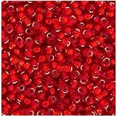 Miyuki Japanese Glass Seed Beads 22gms 11/0 in Lined Flame Red Silver