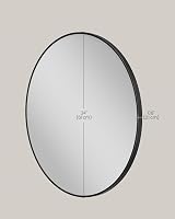 SONGMICS Round Mirror 61 cm Black Metal Frame Bathroom Wall view 4