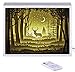 Papercut Light Boxes, Night Light Lamp of Creative Light Paintings - The Deer in The Deep Forest at Night (White)