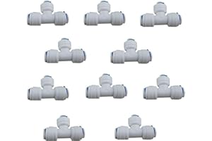 Lemoy Liimevvon 10x 1/4 inch Tee 3 Way Tube Quick Connect Push Fit RO Water Reverse Osmosis System
