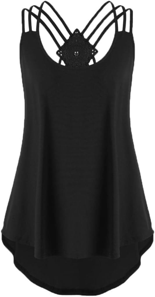 Women Tank Tops, Hmeng Women's Summer Fashion Plain Straps Loose Vest Elegant Casual Sleeveless High Low Blouse Shirt Tunic