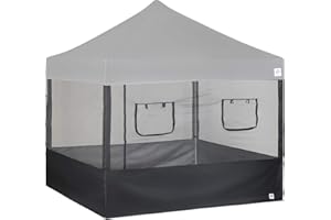 E-Z UP Food Booth Sidewall Kit, Set of 4, Fits 10' x 10' Straight Leg Canopy (Canopy/Shelter NOT Included), Includes 2 Roll-Up Serving Windows, Commercial Grade Mesh, Black