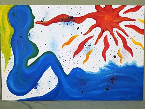 abstract art, sun, mother earth, strange art, weird art, freaky art, alternative art, creation art, acrylic painting, 24x36 canvas