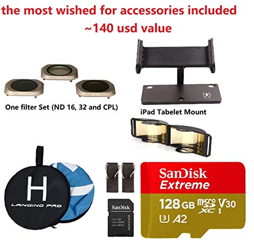 DJI Mavic 2 Pro (20 MP Hasselblad Camera) with Fly More Kit and with Most Wished for Accessories (3 Batteries, ND filters, iPad Mount, Extreme microSD Card and More)