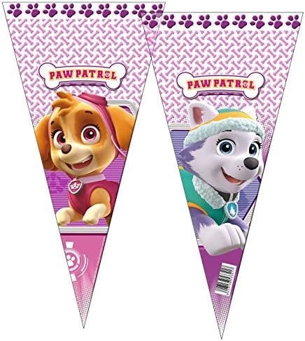 Children's Kids Birthday Party Gift Loot Treat Cone Cello Favor Bags (Paw Patrol Pink, 20 Bags)