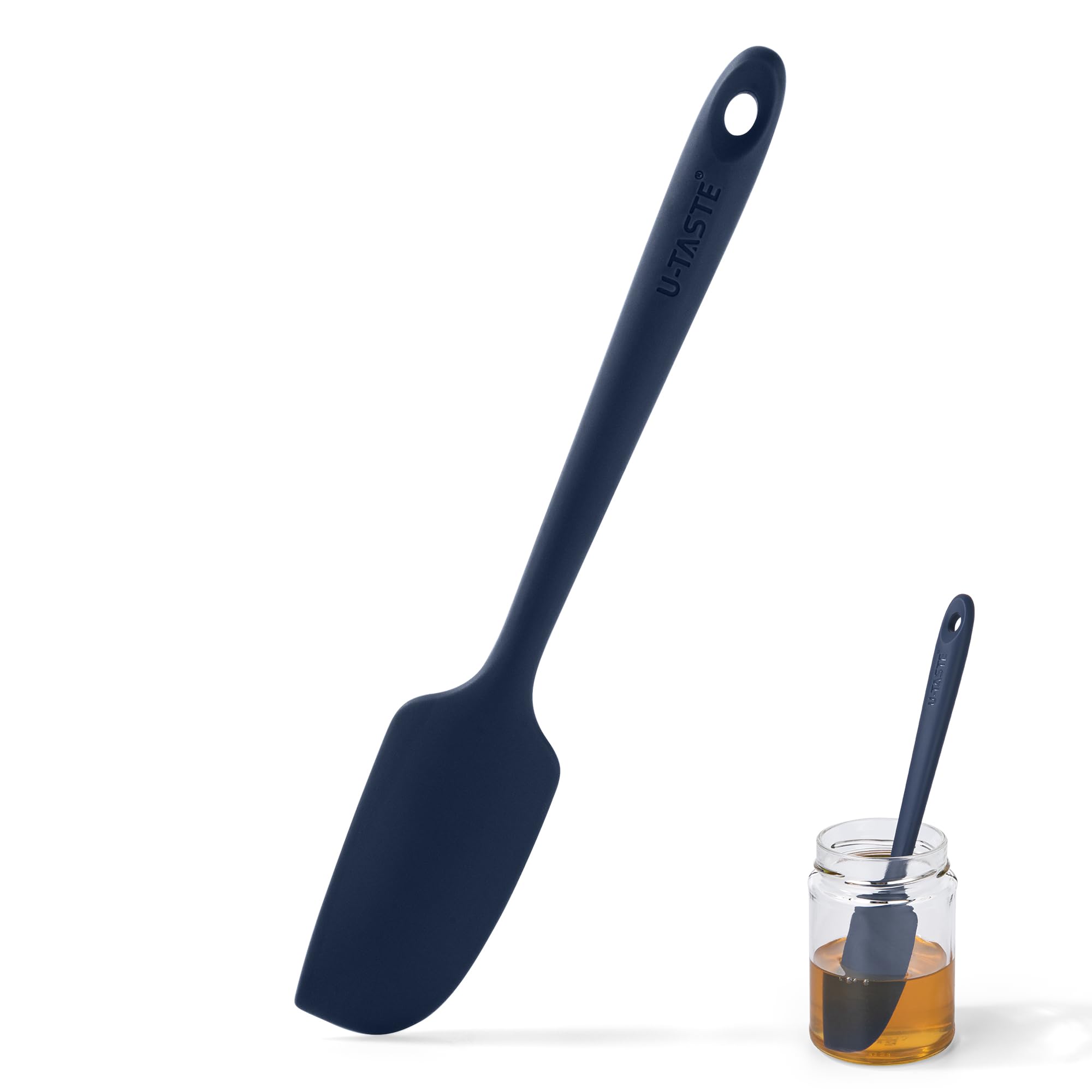 U-Taste 22.7cm Small Silicone Spatula: 315℃ Heat Resistant Non-Stick Flexible Seamless Mini Spatula, Baking Cooking Kitchen Utensil for Mixing Scraping Fits in Small Containers (Midnight Blue)