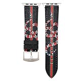 Vibrant Colors Kingsnake Print Leather Band Strap Luxury Replacement Wristband Bracelet Compatible with 44mm 42mm Apple Watch Series 4/3/2/1 (Black)