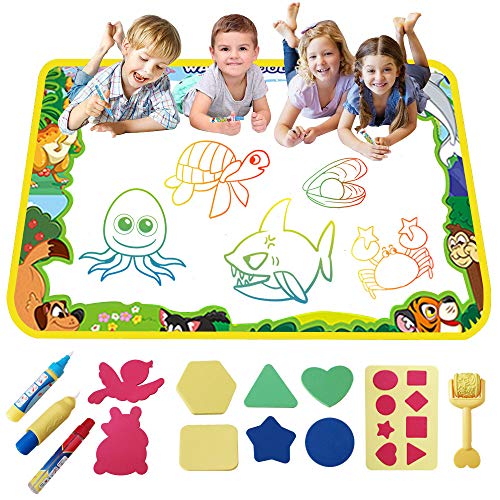 SHAWE Aqua Magic Mat , Drawing Water Doodle Mat ,Kids Painting Writing Doodle Board Toy , Color Doodle Drawing Mat Bring Magic Pens Educational Toys for Age 2+ Year Old Girls Boys Age Toddler Gift - Thumbnail 7