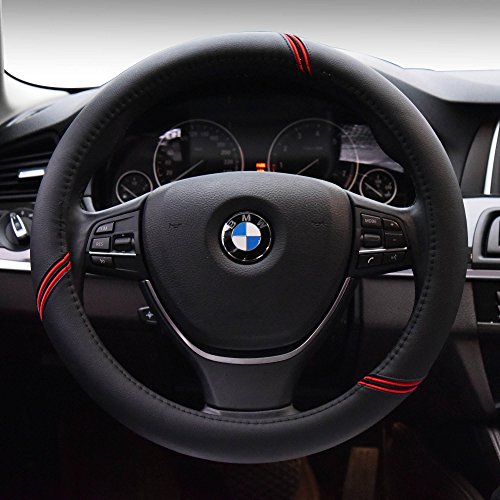 Universal Black Microfiber Leather Steering Wheel Cover – Anti-Slip, 14-15 Inch Fit