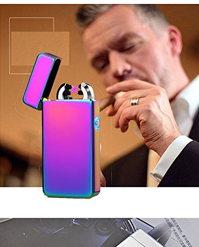 Electric Lighter,USB Lighter Gift Matal Body Double Electronic Arc Cigarette Lighter Outdaoor Windproof No Gas