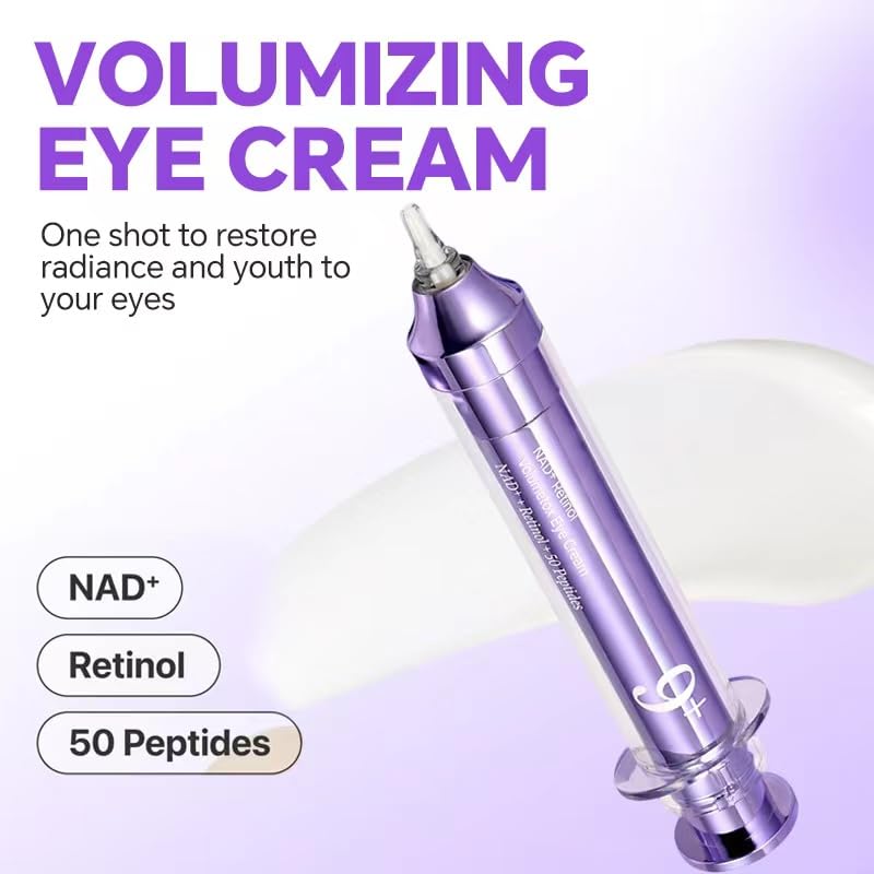 No.9 NAD+ Retinol & Vitamin C Eye Cream - Anti-Aging Care for Fine Lines, Dark Circles & Puffiness, Peptide-Infused Formula, 10ml (Purple)