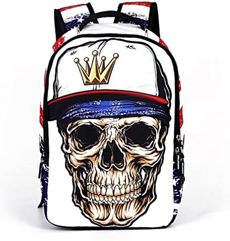 Skull School Backpack 22L Bag High Middle Bookbag for Men Women Boys Girls