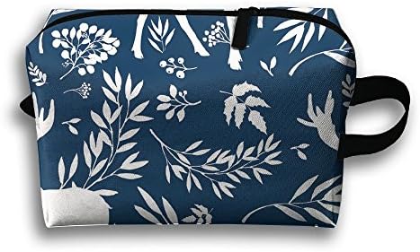 Unique Design Navy Woodland Deer Receive Bag Hand Cosmetic Bag Makeup Bag Sewing Kit Medicine Bag 600D Plain Oxford Cloth Length 25.5 Width 12.5 Height 16cm.