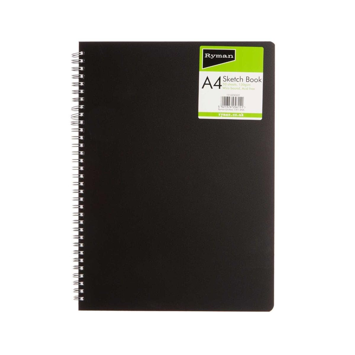 Ryman Sketch Book A4 130gsm Wirebound Polypropylene 100 Pages 50 Sheets