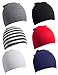 Lotify 6 Pack Toddler Infant Baby Cotton Soft Cute Knit Kids Hat Beanies Cap, A-black Stripe White Navy Light Grey Red(6pack), Small/0-12 Months