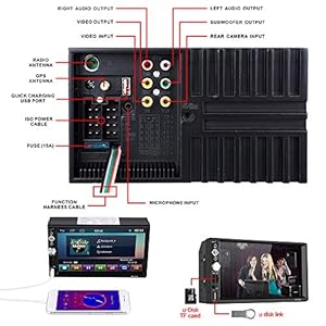 CATUO Autoradio Bluetooth Autoradio 2 DIN Universale MP5 Stereo Giocatore con 7" HD 1080P Touch Screen GPS Navigazione Controllo del Volante FM/RDS, USB/TF/AUX in/Supporto Fotocamera per Retromarcia - immagine 3