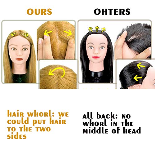 Besmall 26" Doll Hairdressing Mannequin Manikin Training Head 100% Real Natural Human Hair Cosmetology Hairdressing Practice - Thumbnail 3