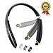 Newest Foldable Bluetooth Headset,Wireless Neckband Sports Headphones with Retractable Earbud, Bluetooth 4.1 Stereo Earphones Built-in Mic for iPhone, Android & Other Bluetooth Devices (Black)