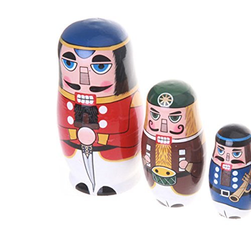 Nicedeal 5pcs/ Set Miles Kimball Nutcracker Soldier Matryoshka Nesting Dolls Wooden Russian Nesting Doll Handmade Craft Decoration 5.5" DIY Tools - Thumbnail 6
