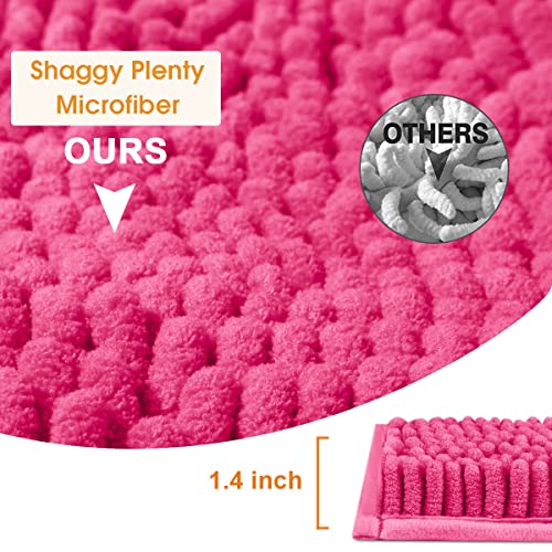 BYSURE Hot Pink Bathroom Rug Set 3 Piece Non Slip Extra Absorbent