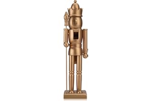 ARGCONNER 15 Inch Nutcracker King Figure with Scepter and Crown, Gold Xmas Undecorated Wooden Nutcracker Christmas Decor for Holiday Display, Shelf or Mantel Ornament