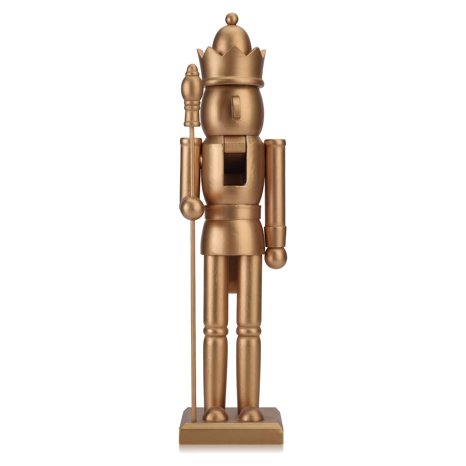 Photo 1 of 15 Inch Nutcracker King Figure with Scepter and Crown, Gold Xmas Undecorated Wooden Nutcracker Christmas Decor for Holiday Display, Shelf or Mantel Ornament
