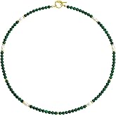 BYIA Boho Beaded Necklace for Women Natural Stone Gemstone Choker Mixed Materials Handmade Jewelry