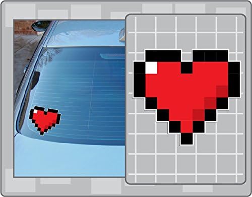 8 Bit HEART Vinyl Decal 2" Set of 2 Nerd Geek Zelda Minecraft Video Game Sticker