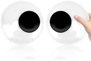 STPIYFZU 6 Inch Giant Googly Eyes, 2 PCS Large Wiggle Eyes Plastic Wiggle Googly Eye Self Adhesive Eyeball Stickers Black White Big Googlys Eye for DIY Crafts Halloween Christmas Tree Party Decorations