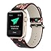 YOSWAN Bracelet for Apple Watch, National Black White Floral Printed Leather Watch Band 38mm 42mm Strap for Apple Watch Flower Design Wrist Watch Bracelet (Black+ Red Flower, 42mm)