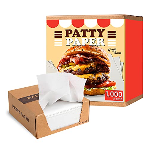 RestaurantGrade Hamburger Patty Paper, 1000 4.75x5" Wax Paper Squares