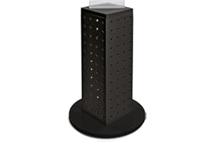 AZAR DISPLAYS Azar 700220-BLK Pegboard 4-Sided Revolving Counter Display, Black Solid Color