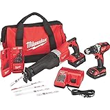 Milwaukee M18 18 Volt Tool Kit Includes Drill, Sawzall, 2 Batteries, Charger, Tool Bag, Drill Bits/Blades - 2694-22CX