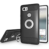 Newseego for Google Pixel 2 XL Case with Armor Dual Layer 2 in 1 with Extreme Heavy Duty Protection and Finger Ring Holder Kickstand Fit Magnetic Car mount for Google Pixel 2 XL-Black