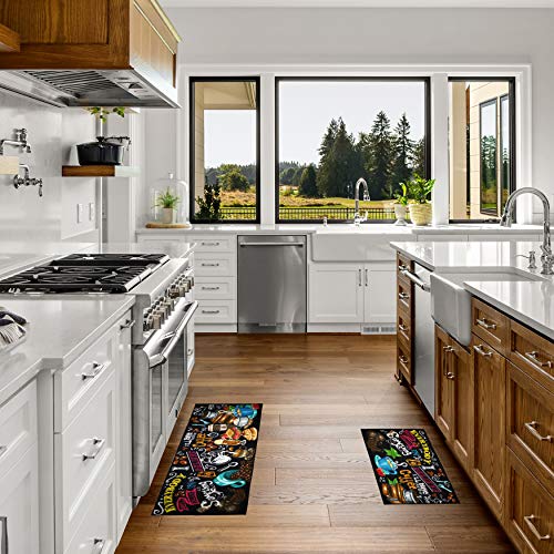 UpNUpCo Artistic and Colorful Kitchen Rugs Kitchen Mats for Floor Non Slip Kitchen Rugs and Mats